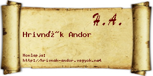 Hrivnák Andor névjegykártya